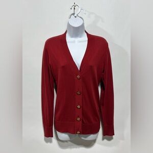 Tory‎ Burch Red Cardigan 100% Cotton Women’s Size Small